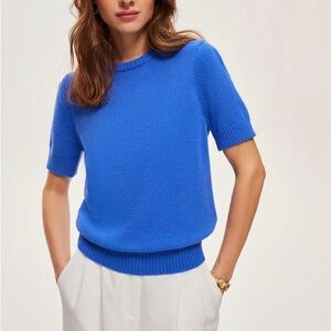 Bright Blue Short Sleeve Knit Top